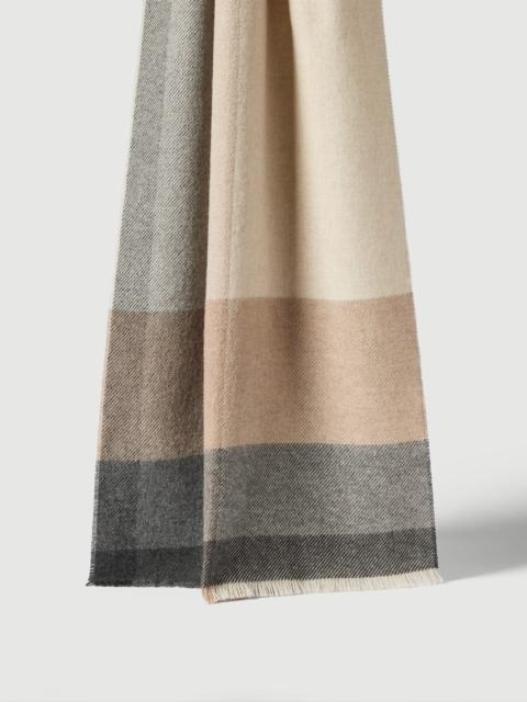 Wool and cashmere checked twill scarf