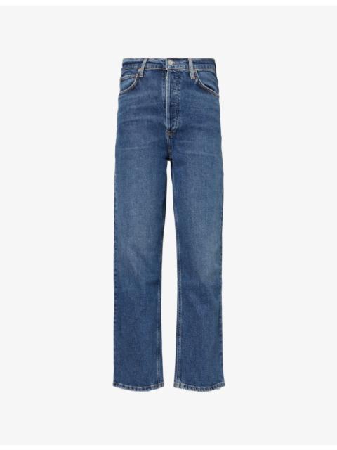 90's Pinch Waist Straight-Leg High-Rise Stretch-Denim Jeans
