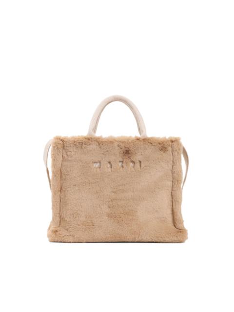faux-fur top-handle tote bag
