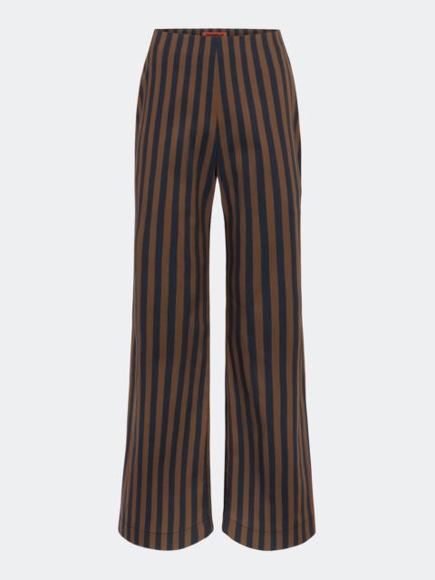 Pia Poplin Pant In Black/Choco Brown Stripe