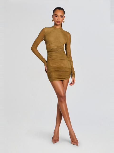 MOXEY RUCHED MESH MINI DRESS