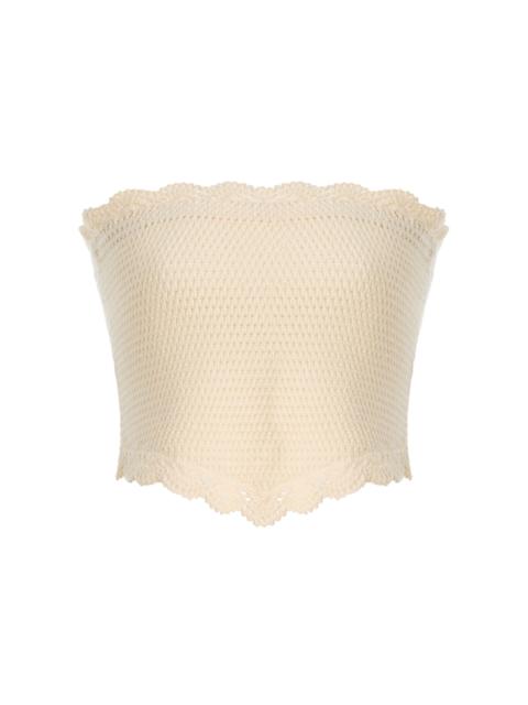 Dylan Strapless Crocheted Crop Top ivory