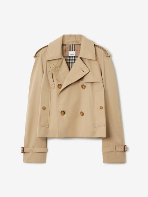 Cotton Gabardine Cropped Trench Coat