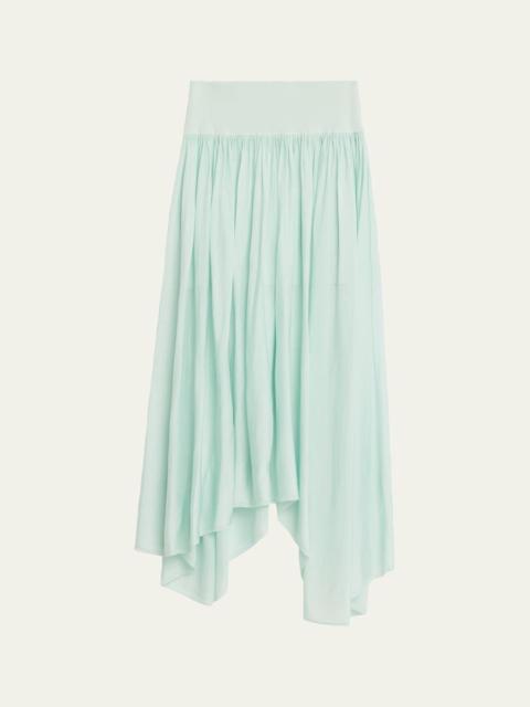 Wave Sheer Knit Asymmetric Midi Skirt