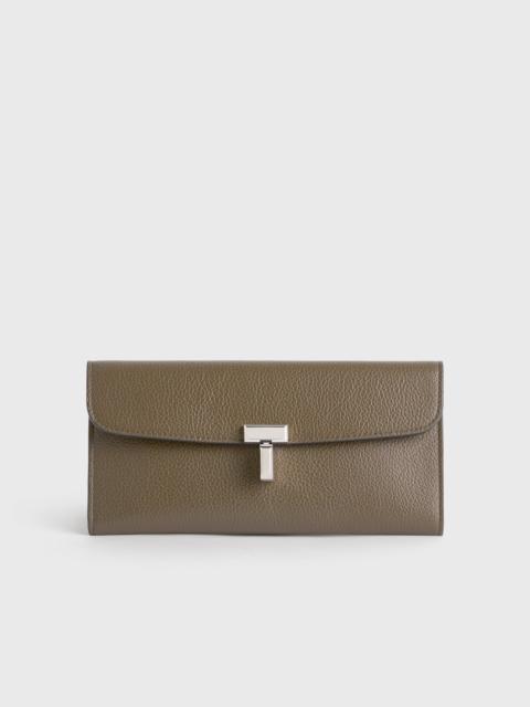 T-lock grained-leather wallet dark taupe