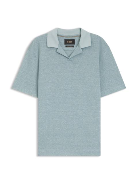 JOHNNY-COLLAR POLO SHIRT IN COTTON, LINEN AND SILK