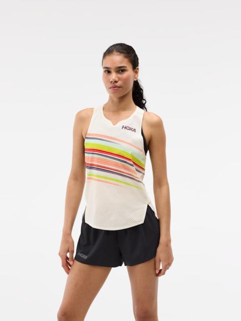 Women's Race Day Singlet Top in Alabaster Flare