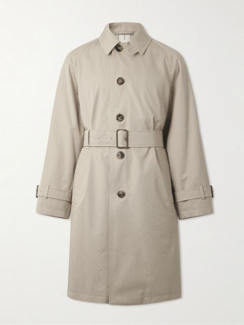 Belted Cotton-Gabardine Trench Coat Gray