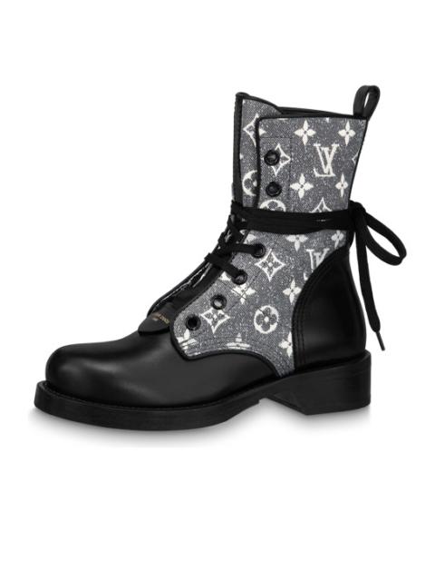 (WMNS) LOUIS VUITTON Since 1854 Metropolis Flat Ranger Boots 'Black with Grey Denim Monogram' 1AB2WR