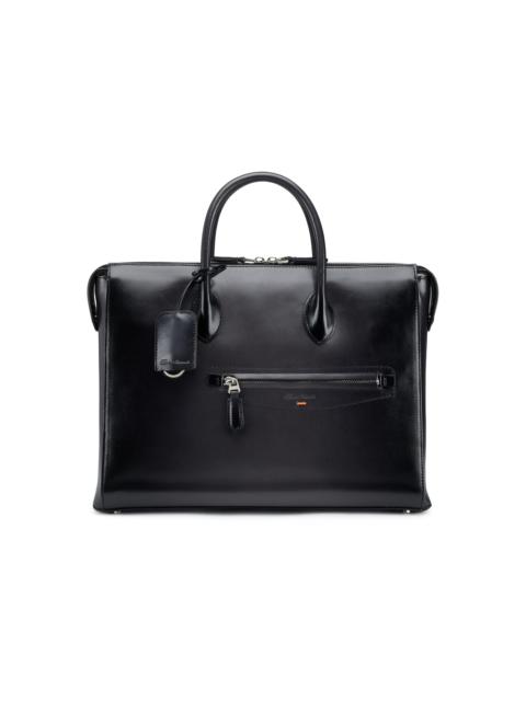 Black leather laptop bag