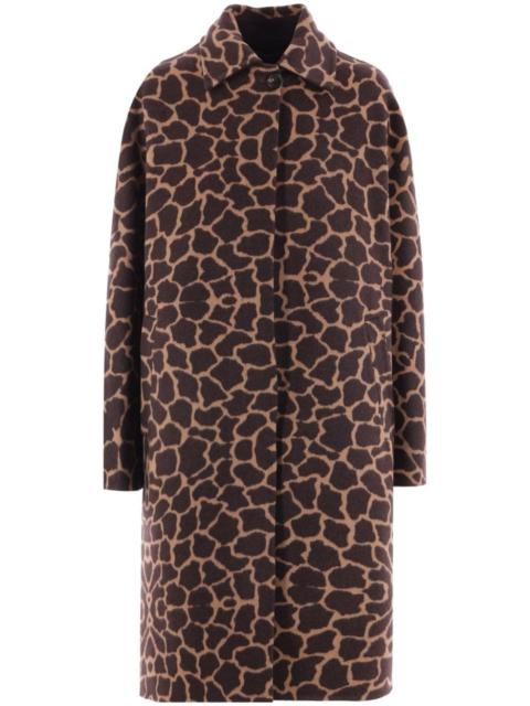animal-print wool coat