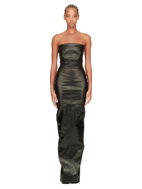 Lido strapless paneled coated-denim gown