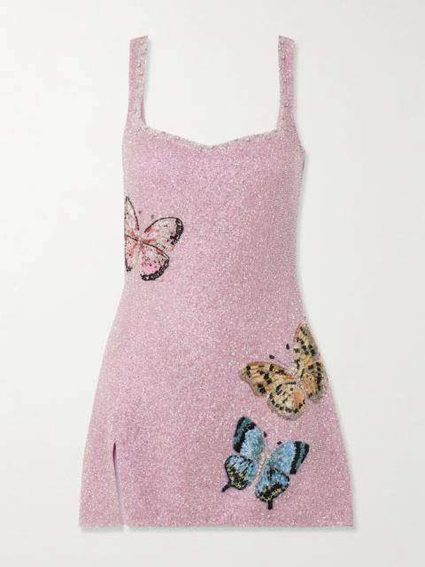 Mariposa Crystal-embellished Beaded Tulle Mini Dress