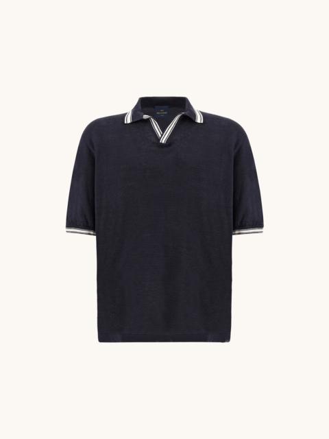POLO SHIRT WITH OPEN COLLAR IN LINEN