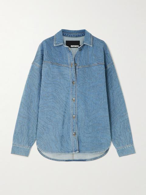 Oversized Embellished Organic Denim Shirt