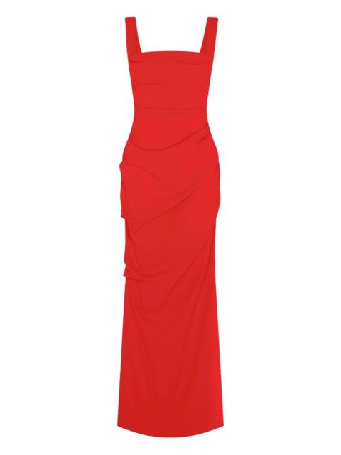 square-neck draped maxi dress