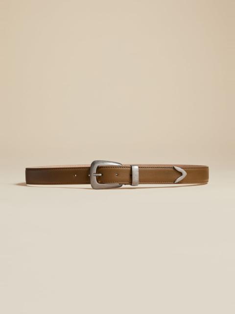 Benny Belt with Silver Buckle in Dark Tan