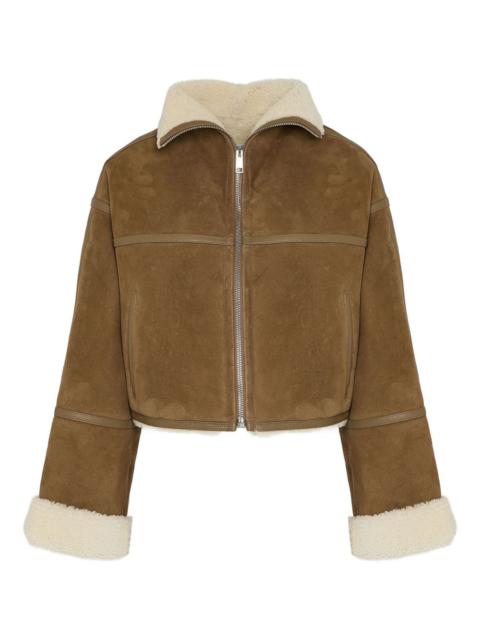shearling-trimmed suede jacket