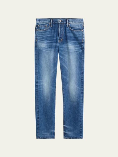 Men's Light Wash Selvedge Straight Fit Jeans