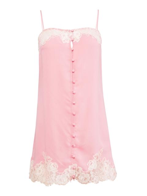 Lace-Trimmed Cotton Slip Dress pink