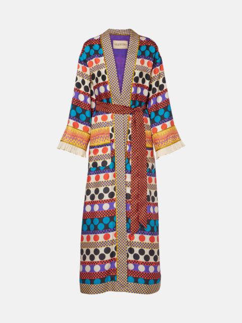 Polka-dot silk beach cover-up