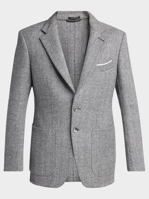 Men's Sharkskin Herringbone Double Splittable Jacket