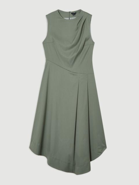 Tailored Drapey Bodice Asymmetric Midi Dress