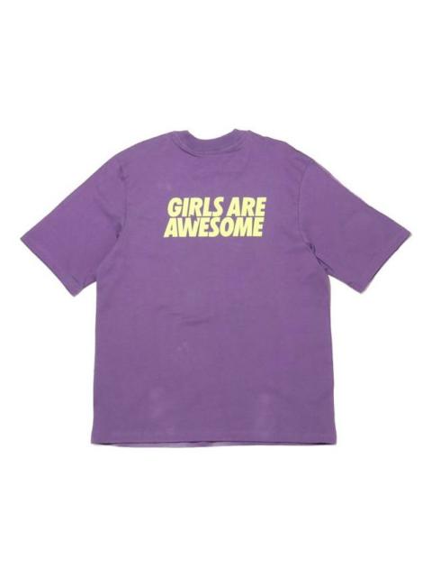 adidas originals Girls Are Awesome Alphabet Printing Sports Short Sleeve Purple GK4879