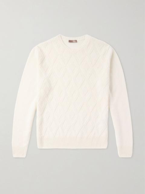 Jacquard-Knit Cashmere Sweater White