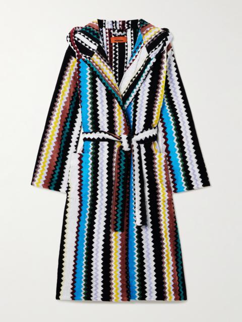 Curt Hooded Striped Cotton-terry Robe