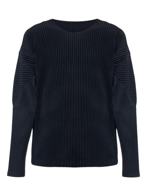 pleated long-sleeve top