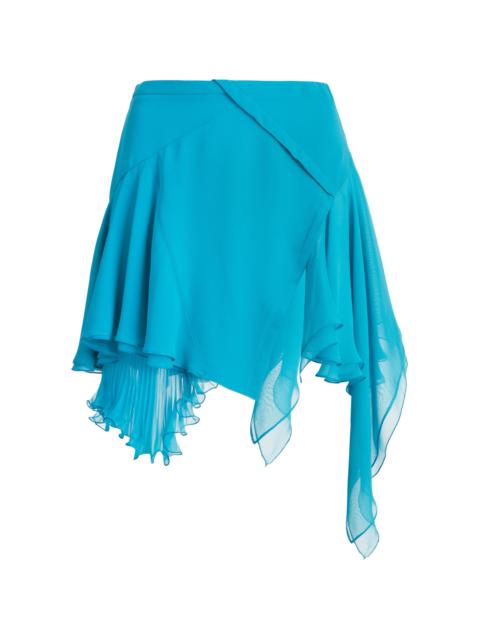 Asymmetric Silk Mini Skirt blue