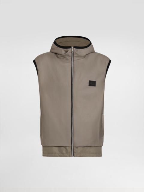 Wool canvas hooded gilet