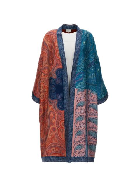 patchwork-print coat