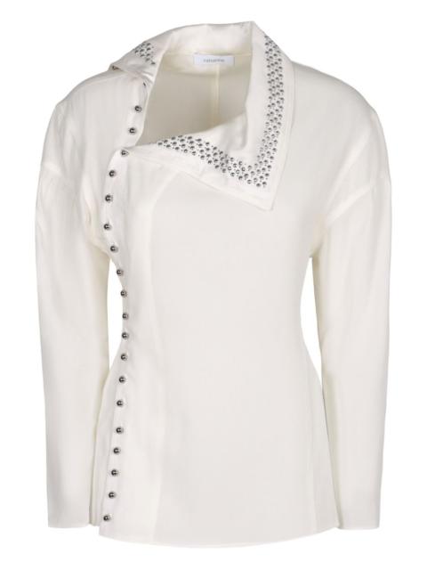 long-sleeve studded collar blouse