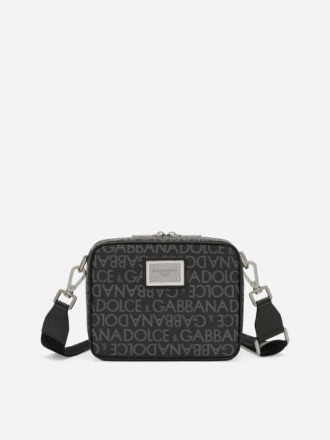 Coated jacquard crossbody bag