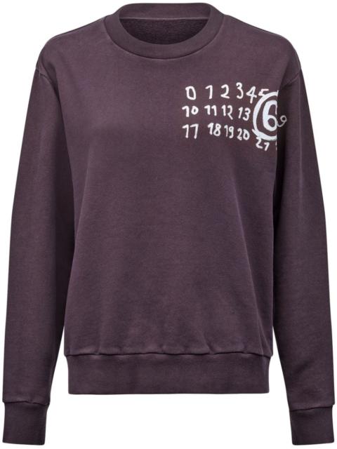 Numbers-print cotton sweatshirt