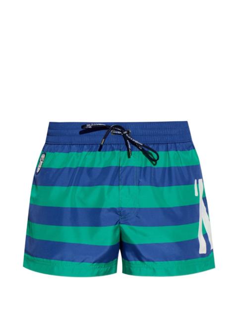 striped logo-patch swim shorts