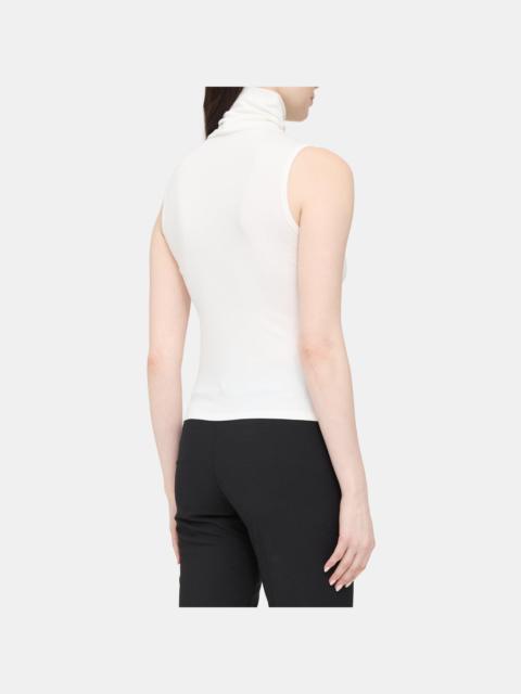 Sleeveless Turtleneck Top in Rib Knit Viscose