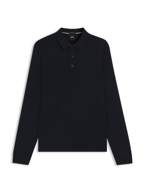 SLIM-FIT SWEATER IN MERINO WOOL WITH POLO COLLAR