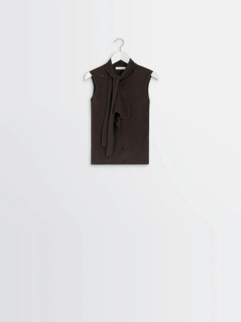 ASYMMETRICAL SLEEVELESS CARDIGAN