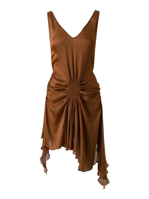 Clemens Gathered Satin Mini Dress brown
