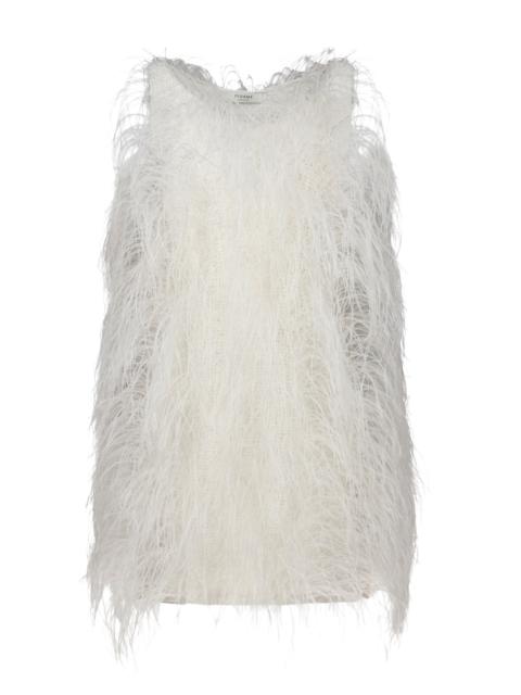 Salomi Knit Feather Cotton-Blend Mini Dress white