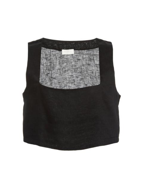 Exclusive Alice Linen Crop Top black
