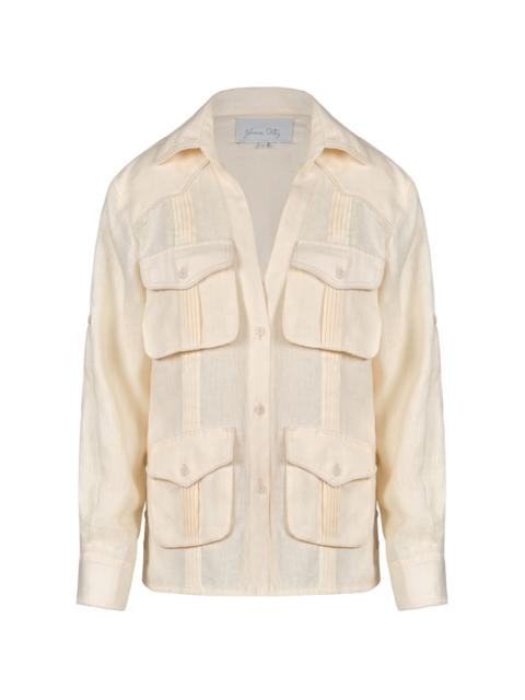 Linen Calida Guayabera Jacket off-white