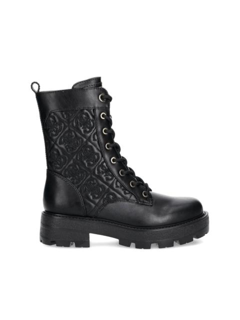 logo-quilted lace-up boots