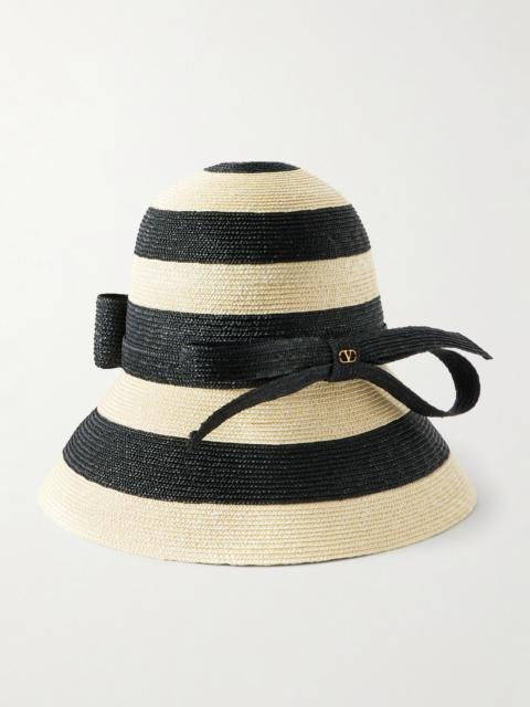 Vlogo Signature Bow-embellished Striped Straw Sunhat