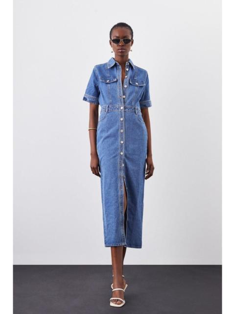 Denim Maxi Shirt Dress