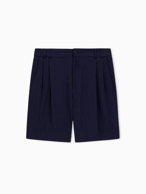 DOUBLE-PLEAT BERMUDA SHORTS IN LYOCELL AND SILK FROISSÉ