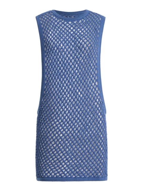 Grenada Cotton-Blend Crochet Mini Dress blue